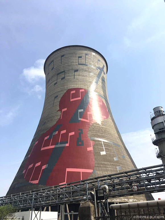 包頭熱電煙塔畫畫